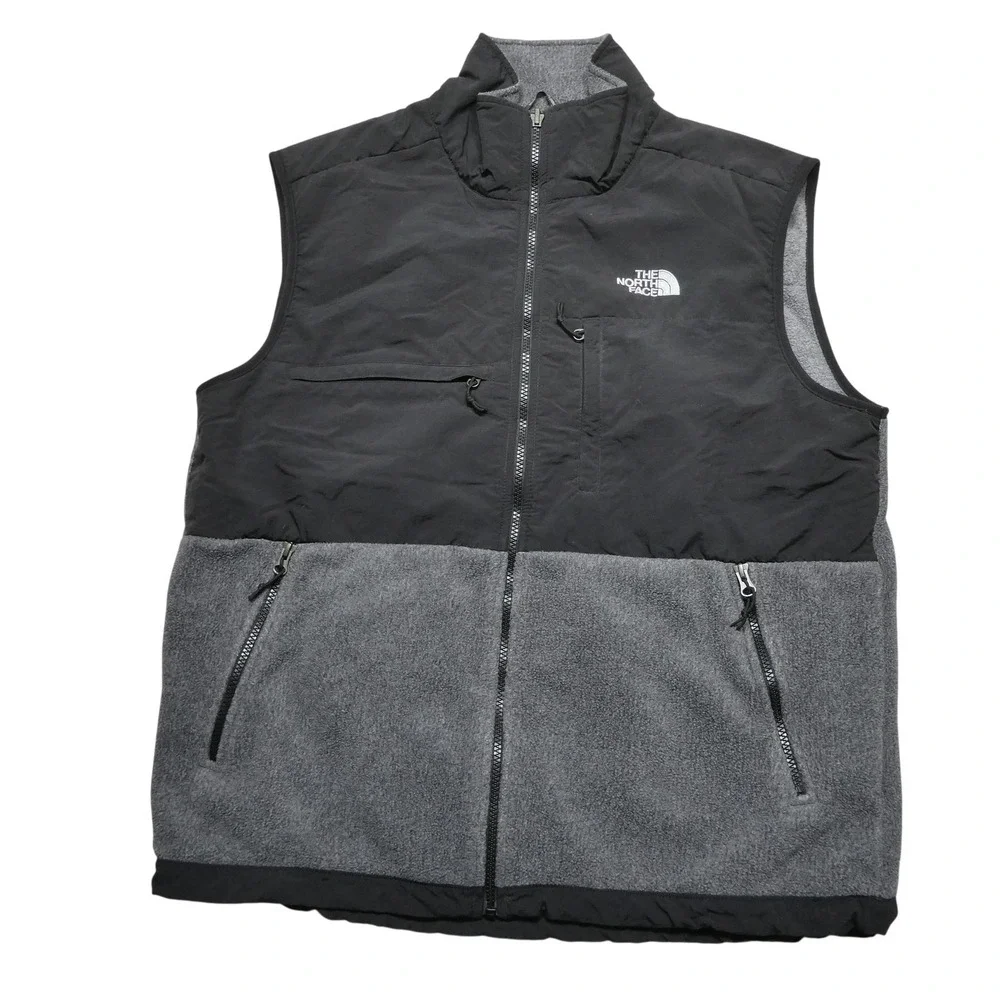 The North Face Vest Mens Large Gray Polartec Fleece Full Zip Outdoor Insulated